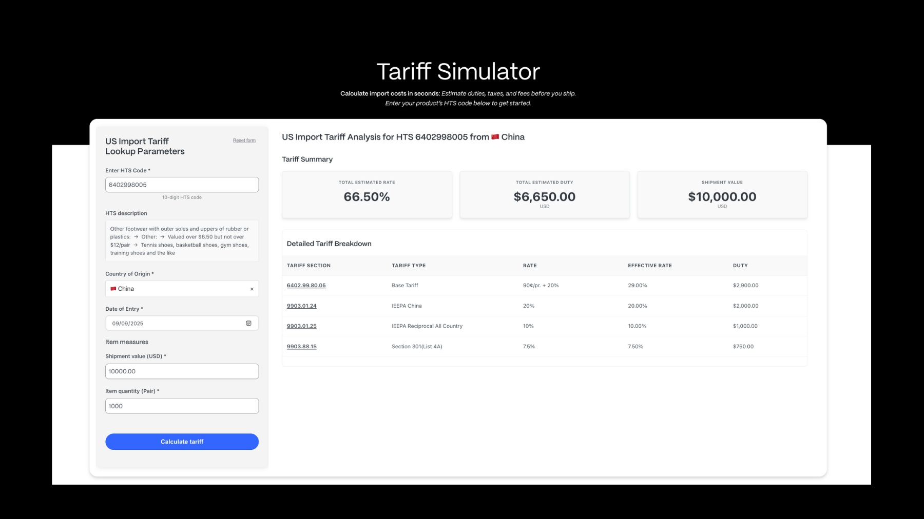 Product image of project44's Tariff Simulator